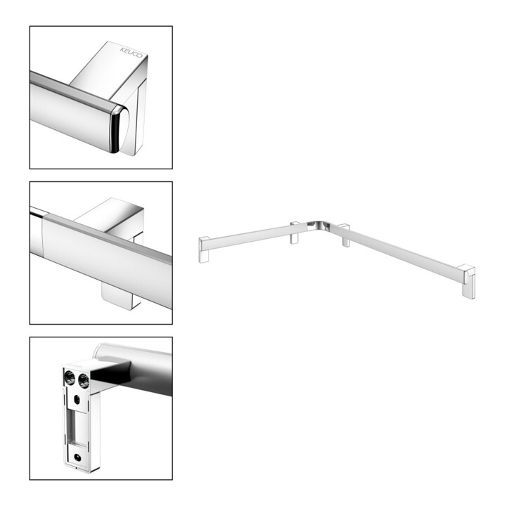 Keuco Dusch-/Wannenhandlauf AXESS 650x850mm, Alu silber-eloxiert/verchromt
