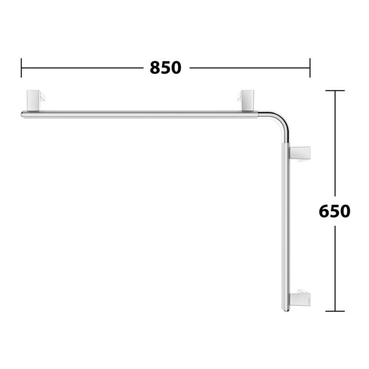 Keuco Dusch-/Wannenhandlauf AXESS 850x650mm, Alu silber-eloxiert/verchromt