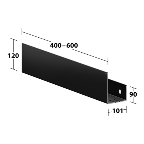 Keuco Duschablage 400-600mm, 120x90, schwarzgrau