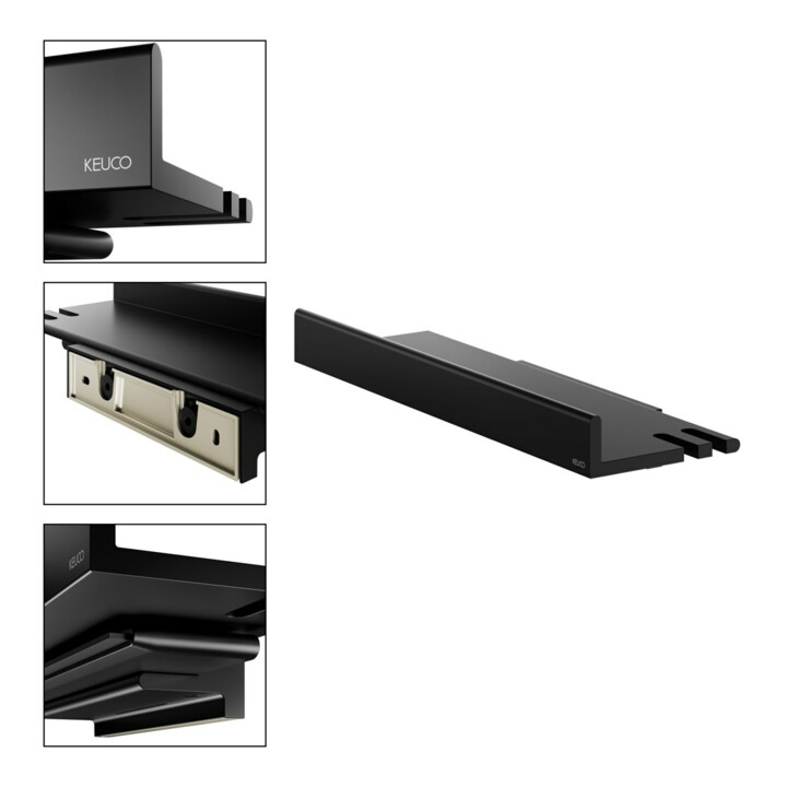 Keuco Duschablage REVA sw matt, mit integriertem Glasabzieher