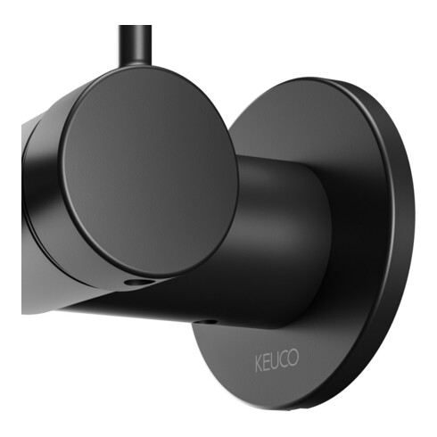 Keuco EHM IXMO Douchette Soft 165 mm, noir mat, montage mural, rosace ronde