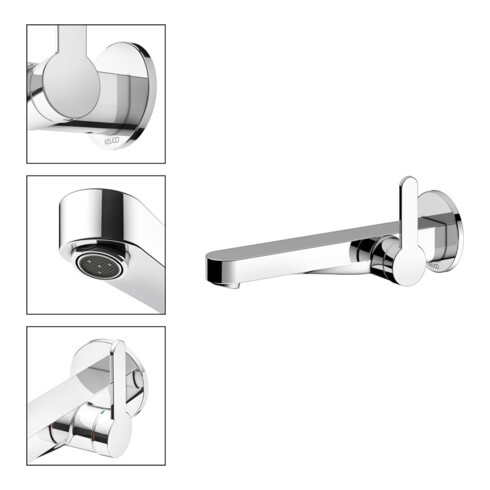 Keuco EHM IXMO Flat Ausl. 225mm, verchromt, Wd-mont., rd Ros.