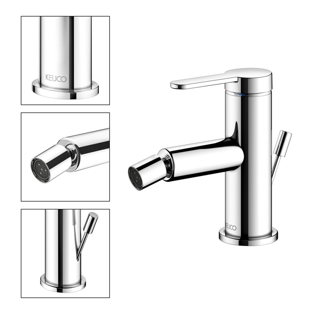 Keuco Einhebelmischer für Bidet IXMO 59509 m.Zug.-Ablgrt. Flat, Rosette r/e verchromt