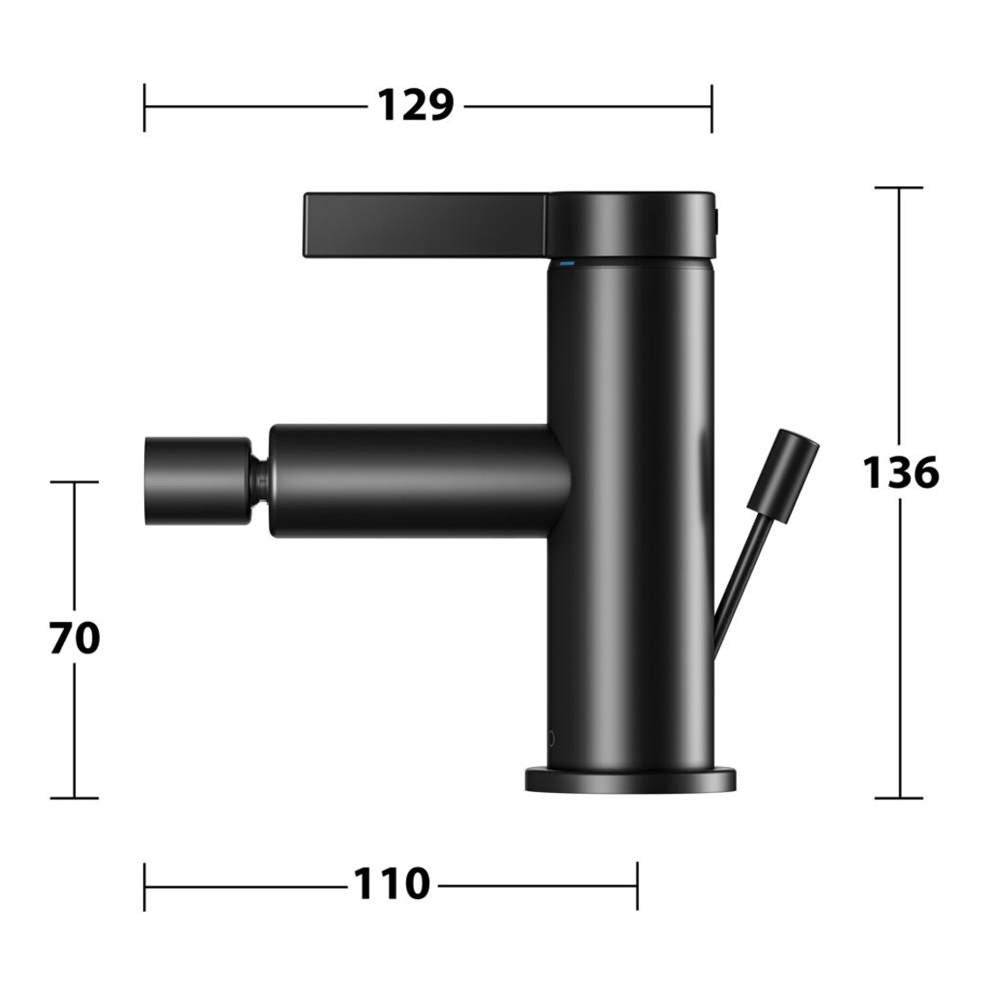 Keuco Einhebelmischer für Bidet IXMO 59509 m.Zug.-Ablgrt. Pure, Rosette r/e sw
