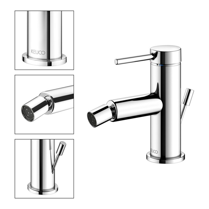 Keuco Einhebelmischer für Bidet IXMO 59509 m.Zug.-Ablgrt. Soft, Rosette r/e verchromt