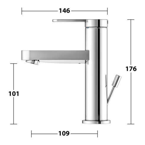 Keuco Einhebelmischer für Waschtisch 100 IXMO 59502 m.Zug.-Ablgrt. Flat, Rosette r/e verchromt