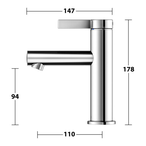 Keuco Einhebelmischer für Waschtisch 100 IXMO 59502 o.Zug.-Ablgrt. Pure, Rosette r/e verchromt