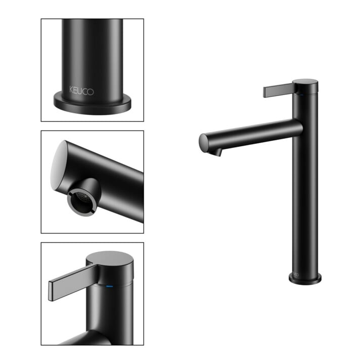 Keuco Einhebelmischer für Waschtisch 210 IXMO 59510 o.Zug.-Ablgrt. Pure, Rosette r/e sw