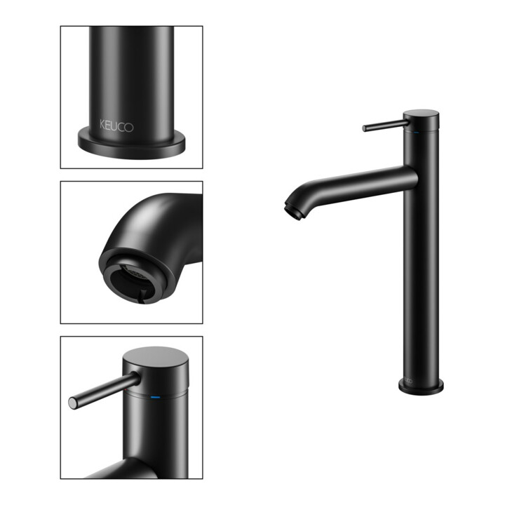 Keuco Einhebelmischer für Waschtisch 210 IXMO 59510 o.Zug.-Ablgrt. Soft, Rosette r/e sw