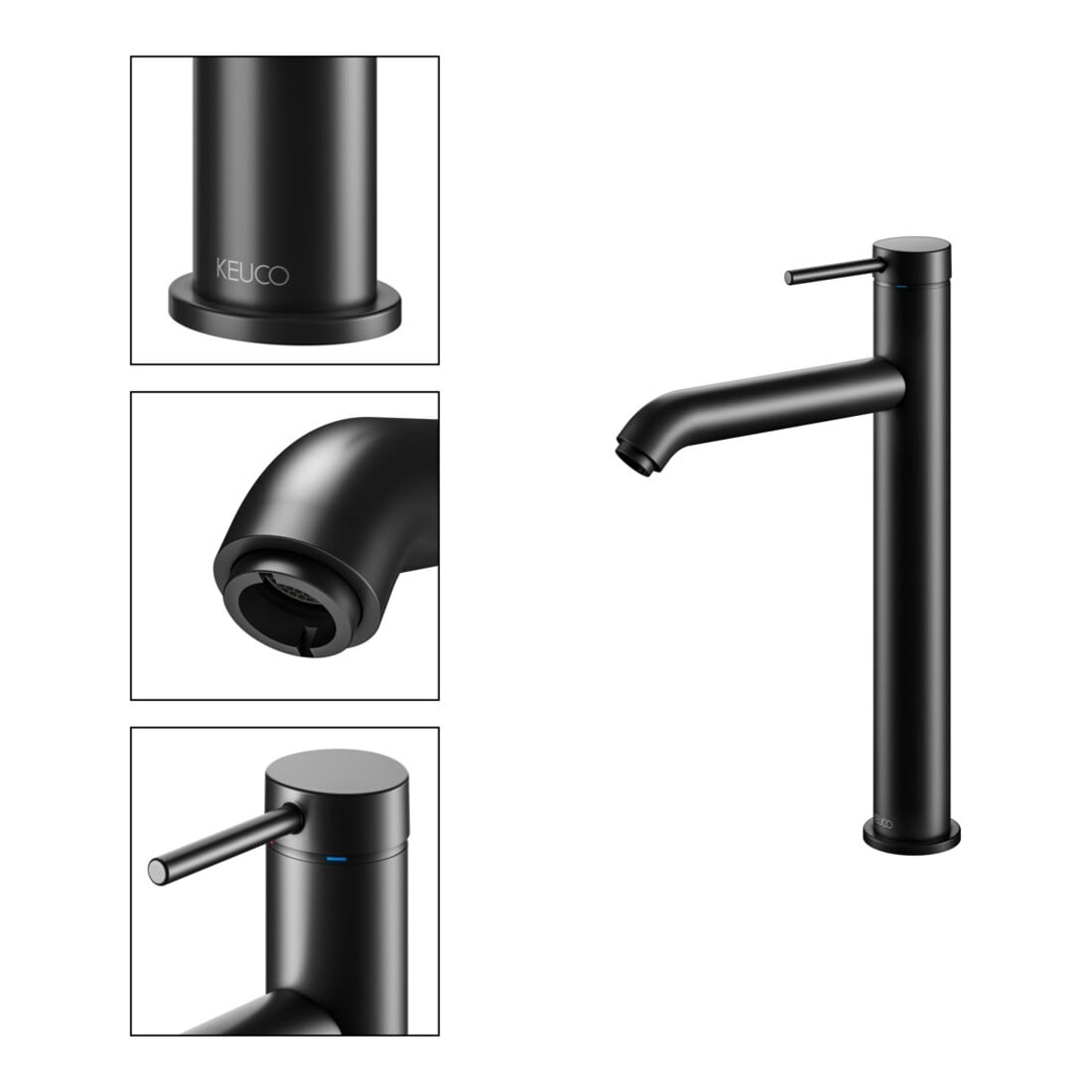 Keuco Einhebelmischer für Waschtisch 210 IXMO 59510 o.Zug.-Ablgrt. Soft, Rosette r/e sw