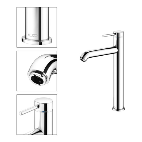 Keuco Einhebelmischer für Waschtisch 210 IXMO 59510 o.Zug.-Ablgrt. Soft, Rosette r/e verchromt
