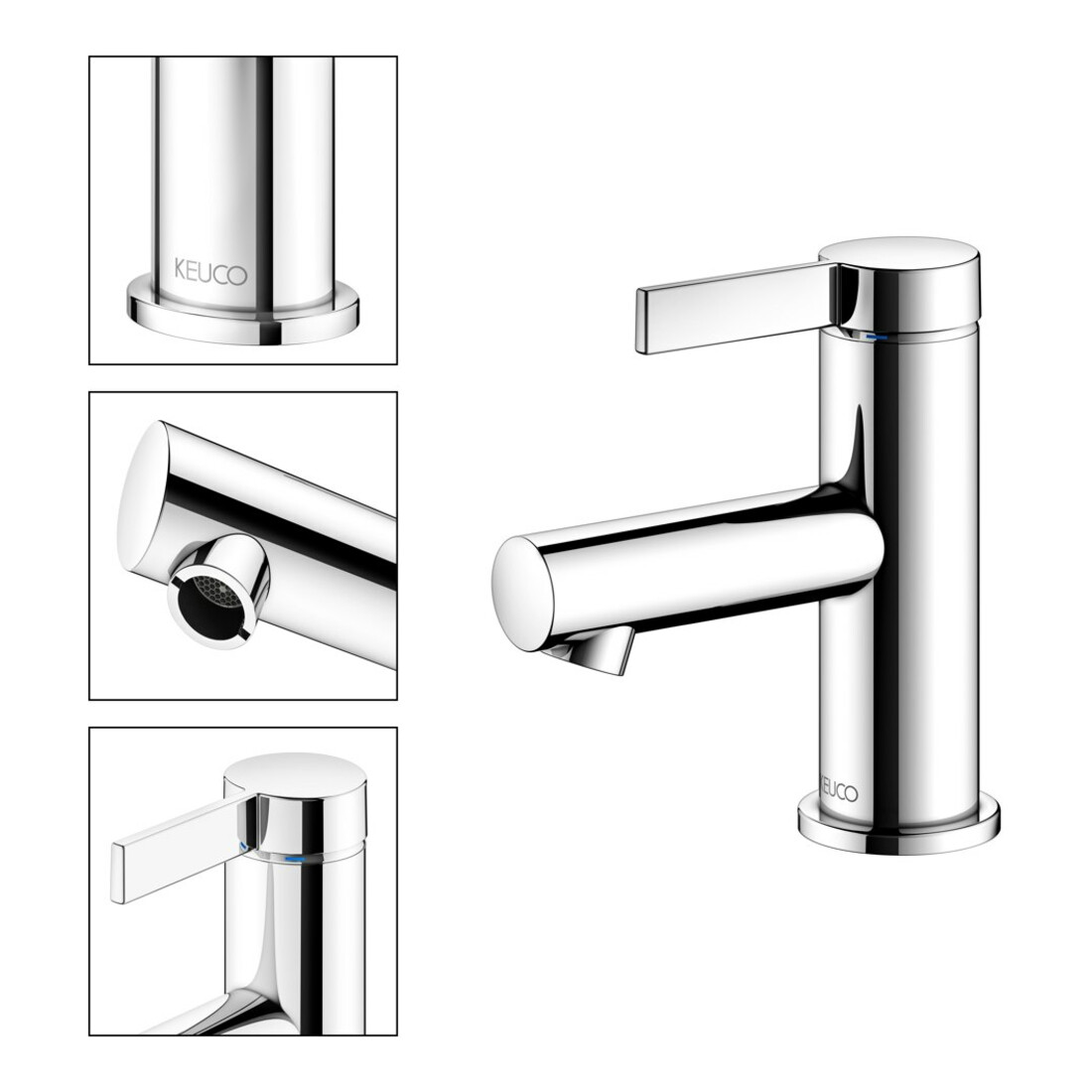 Keuco Einhebelmischer für Waschtisch 60 IXMO 59504 o.Zug.-Ablgrt. Pure, Rosette r/e verchromt