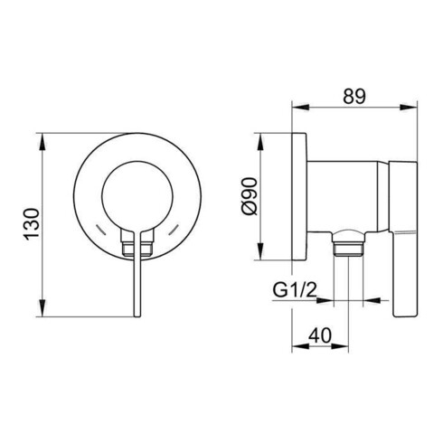 Keuco Einhebelmischer SOLO IXMO DN 15, mit Schlauchanschluss UP Rosette rund verchromt