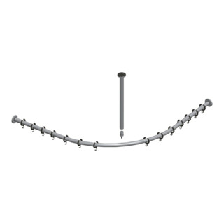 Keuco Ensemble barre de rideau de douche Plan alu alu anodisé argenté, pour douche quart de cercle 90x90 cm