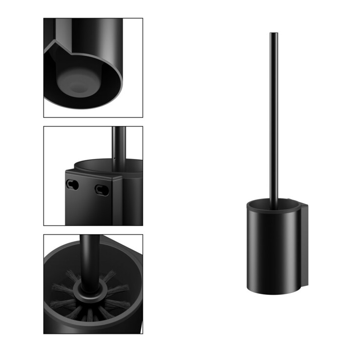 Keuco Ensemble brosse WC Plan 14972 Modèle mural, insert plastique noir, noir