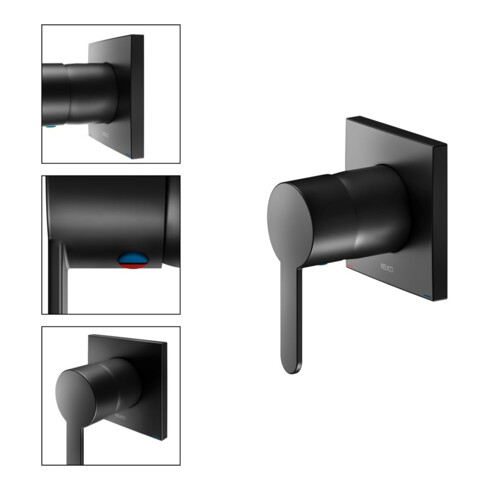 Keuco Fertigmontageset IXMO Flat UP-Einhebelmischer, eckig, schwarz matt