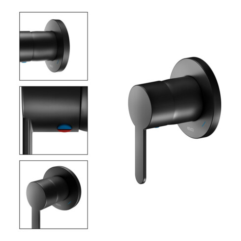 Keuco Fertigmontageset IXMO Flat UP-Einhebelmischer, rund, schwarz matt