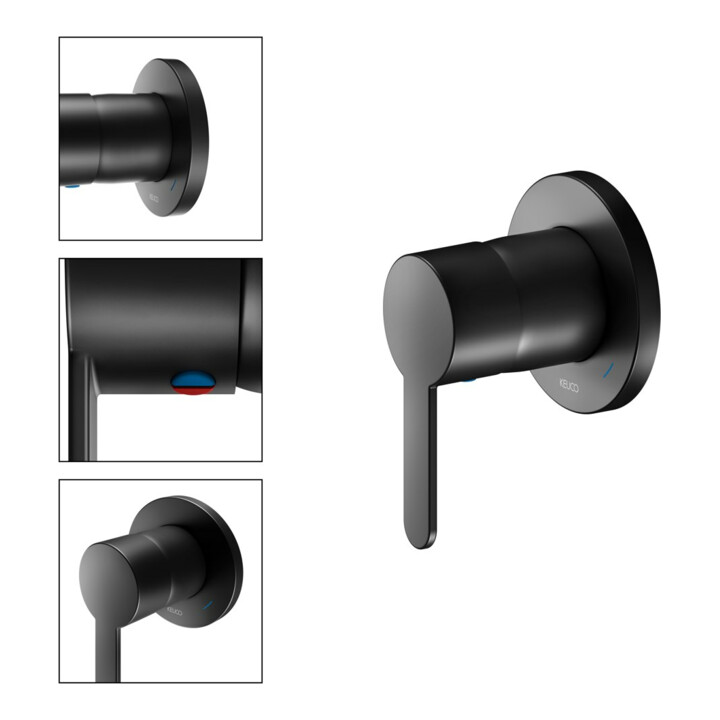 Keuco Fertigmontageset IXMO Flat UP-Einhebelmischer, rund, schwarz matt