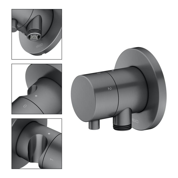 Keuco Fertigmontageset IXMO UP3-W-Ab/ Um-V, Hlt, rd, SW-chrom geb.