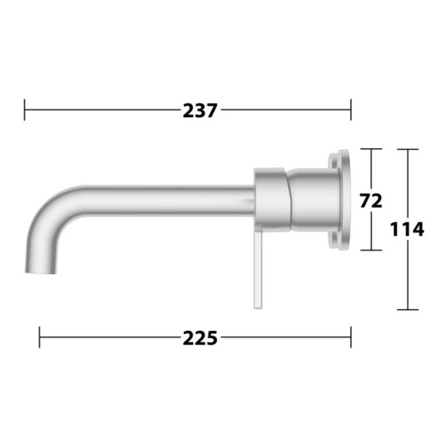 Keuco Fertigmontageset Plan blue alu/fin, 225mm, UP-EHM, rd, Wd-mont.