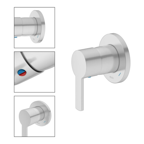 Keuco Fertigmontageset Plan blue UP-EHM, rund, aluminium-finish