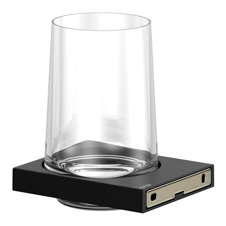 Keuco Glashalter Edition 11 m Echtkr.-Glas und Halter, schwarz matt