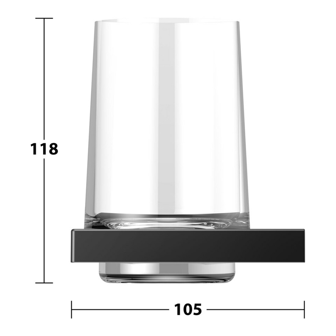 Keuco Glashalter Edition 11 m Echtkr.-Glas und Halter, schwarz matt