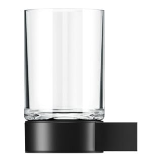 Keuco Glashalter Plan schwarz, mit Echtkristall-Glas
