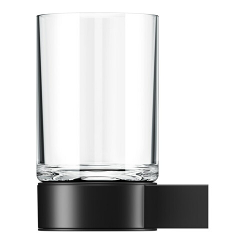 Keuco Glashalter Plan schwarz, mit Echtkristall-Glas