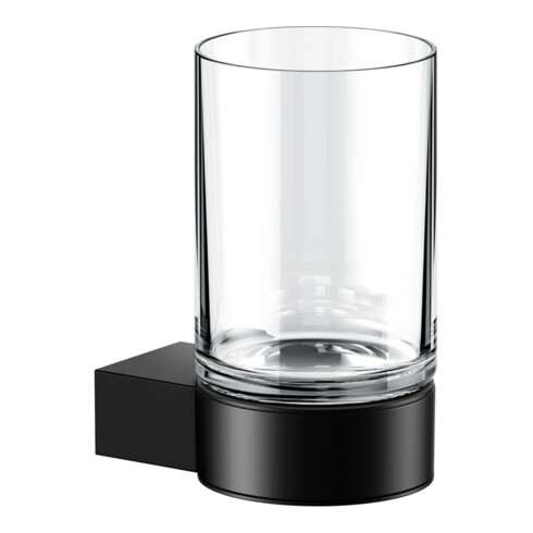 Keuco Glashalter Plan schwarz, mit Echtkristall-Glas