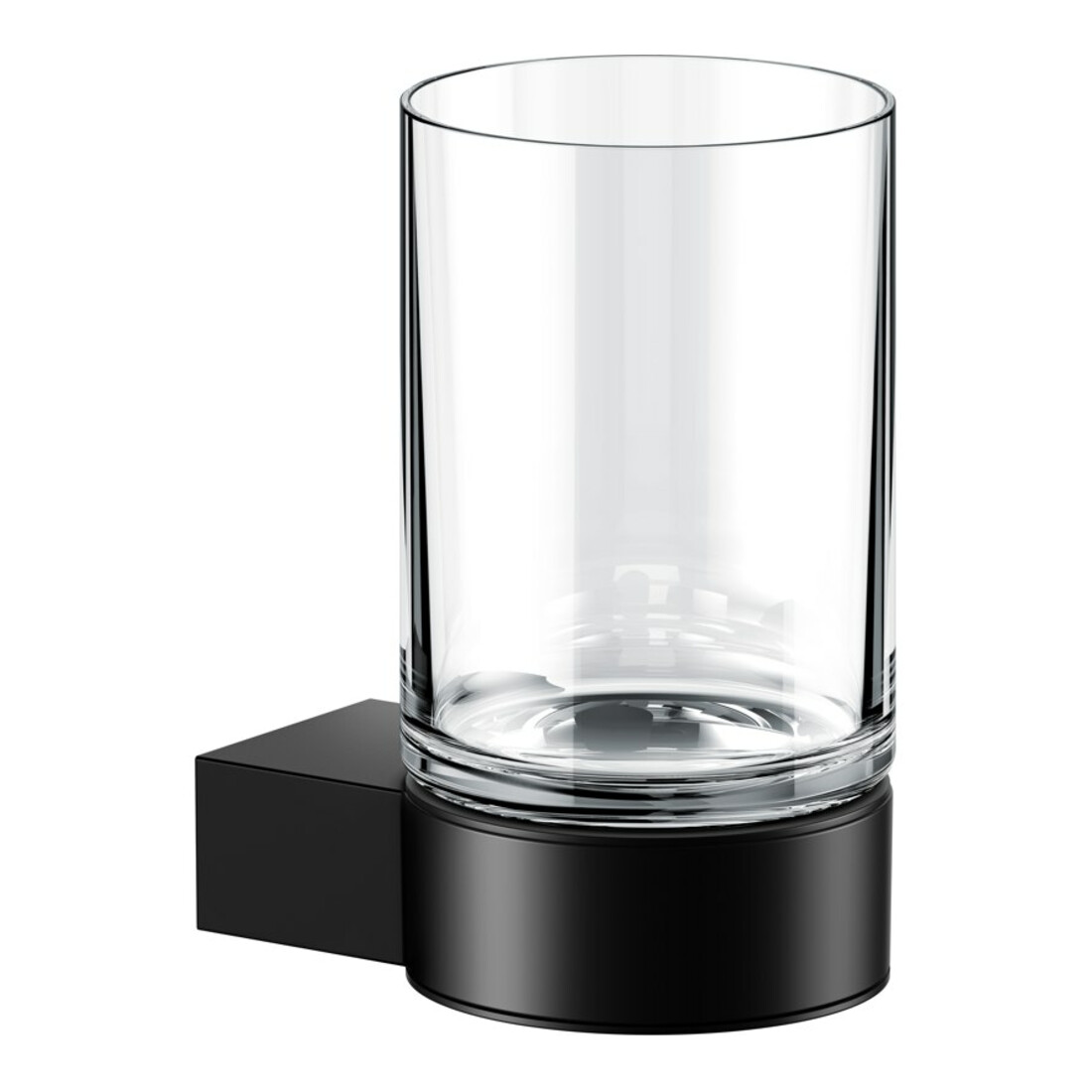 Keuco Glashalter Plan schwarz, mit Echtkristall-Glas
