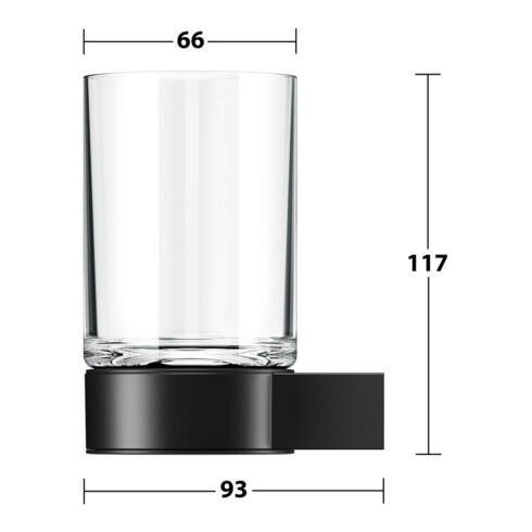 Keuco Glashalter Plan schwarz, mit Echtkristall-Glas