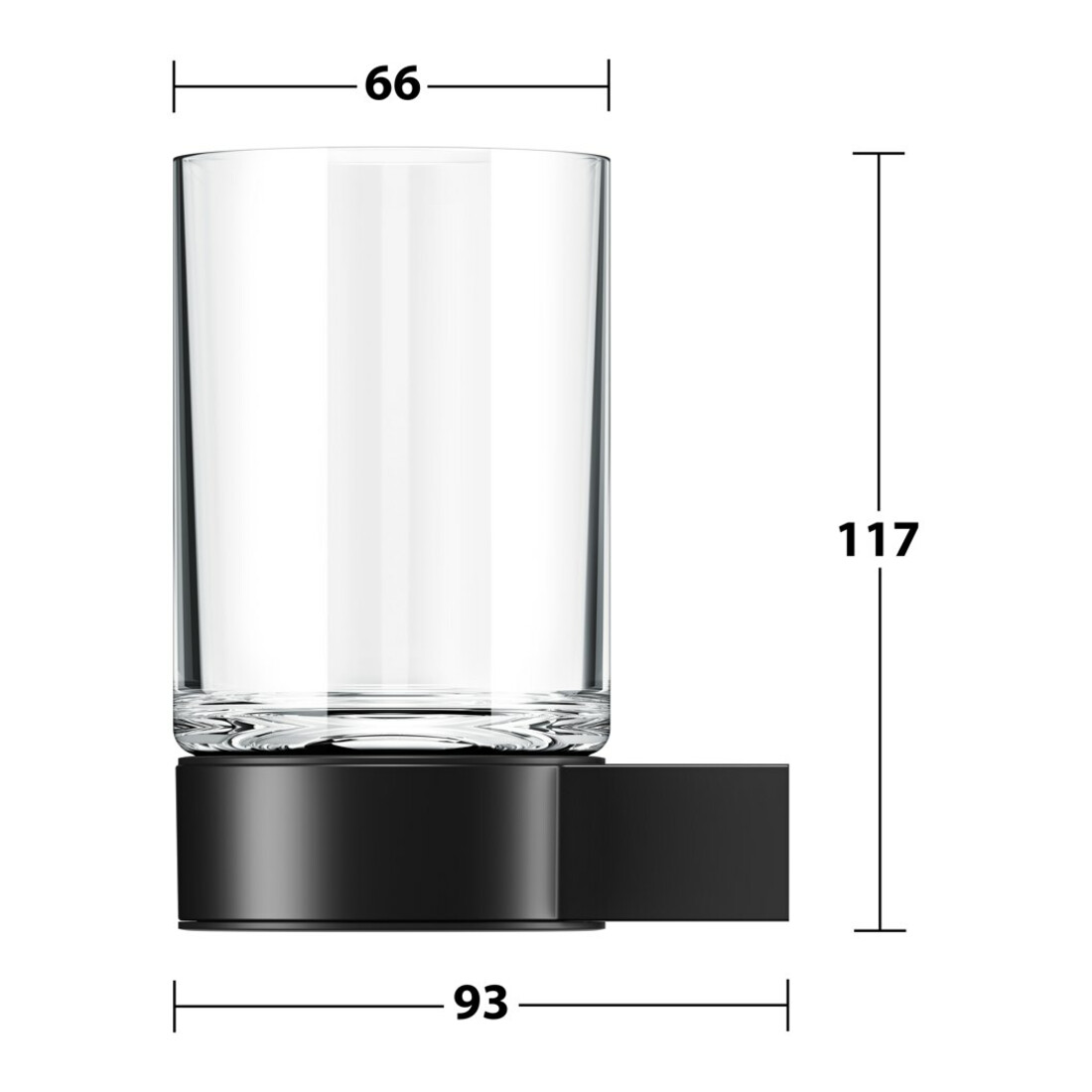 Keuco Glashalter Plan schwarz, mit Echtkristall-Glas