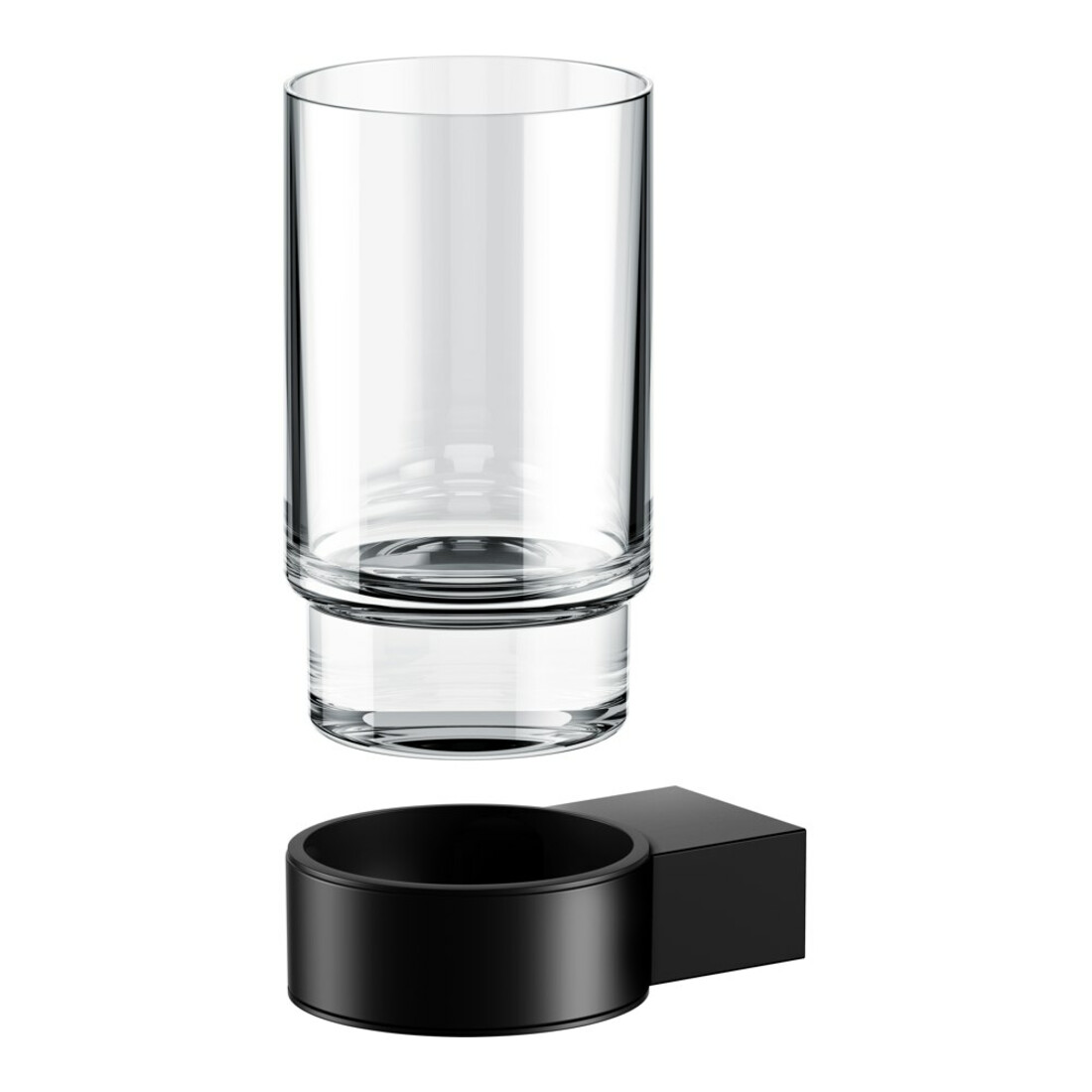Keuco Glashalter Plan schwarz, mit Echtkristall-Glas
