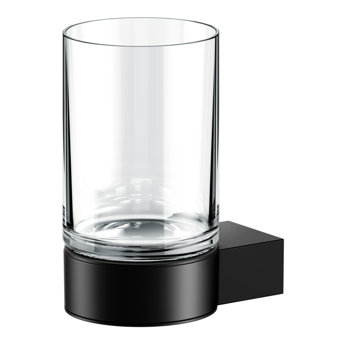 Keuco Glashalter Plan schwarz, mit Echtkristall-Glas
