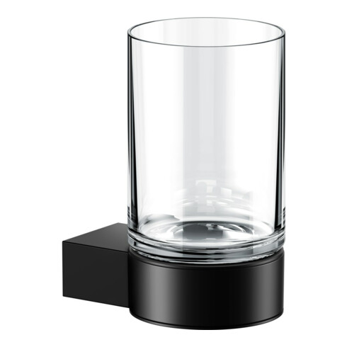 Keuco Glashalter Plan schwarz, mit Echtkristall-Glas