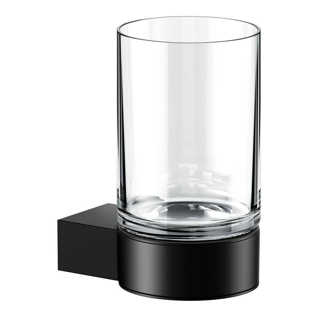 Keuco Glashalter Plan schwarz, mit Echtkristall-Glas