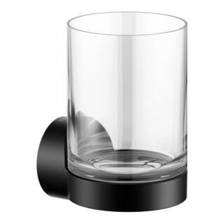 Keuco Glashalter REVA schwarz matt, mit Echtkristall-Glas