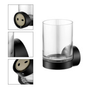 Keuco Glashalter REVA schwarz matt, mit Echtkristall-Glas-2