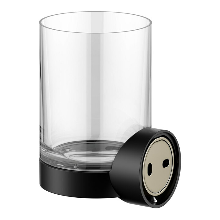 Keuco Glashalter REVA schwarz matt, mit Echtkristall-Glas