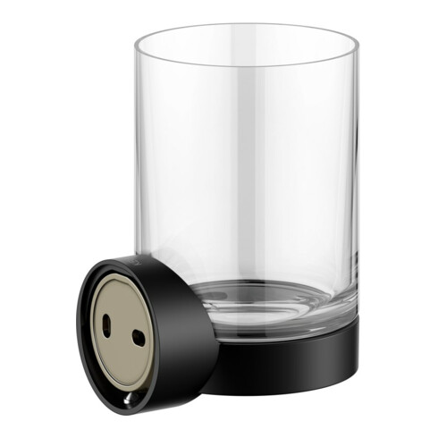 Keuco Glashalter REVA schwarz matt, mit Echtkristall-Glas