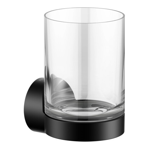 Keuco Glashalter REVA schwarz matt, mit Echtkristall-Glas