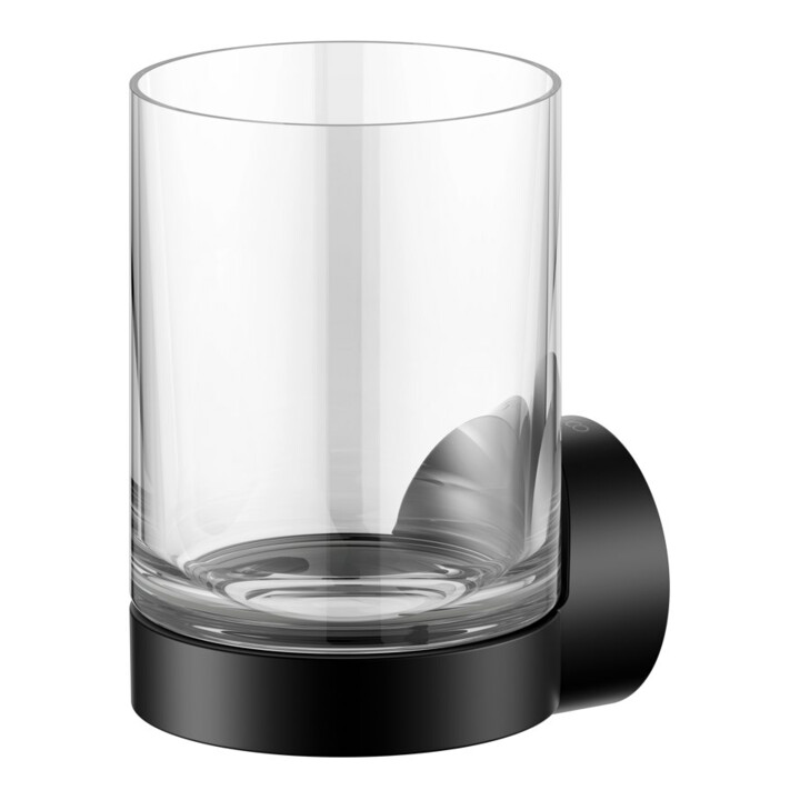 Keuco Glashalter REVA schwarz matt, mit Echtkristall-Glas