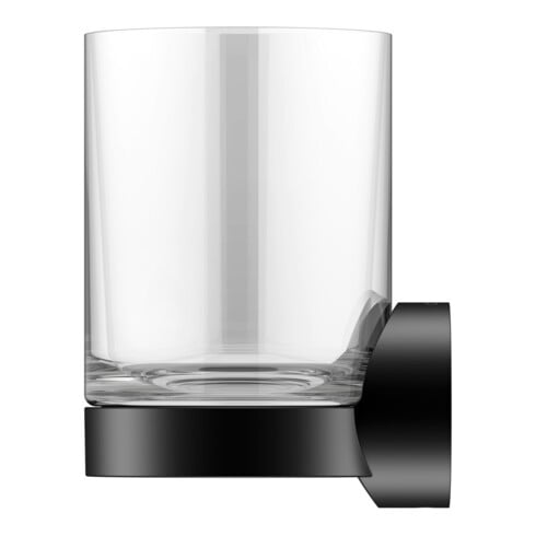 Keuco Glashalter REVA schwarz matt, mit Echtkristall-Glas