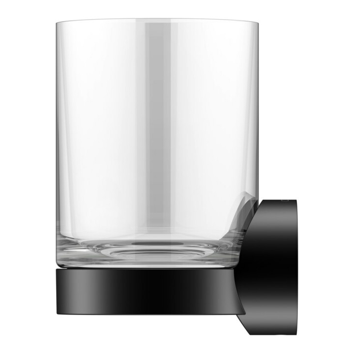 Keuco Glashalter REVA schwarz matt, mit Echtkristall-Glas