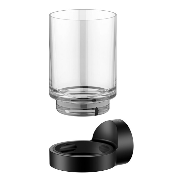 Keuco Glashalter REVA schwarz matt, mit Echtkristall-Glas