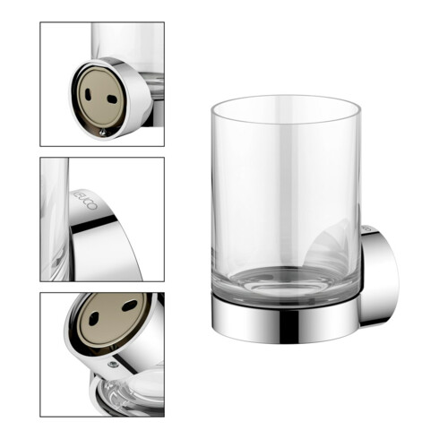 Keuco Glashalter REVA verchromt, mit Echtkristall-Glas
