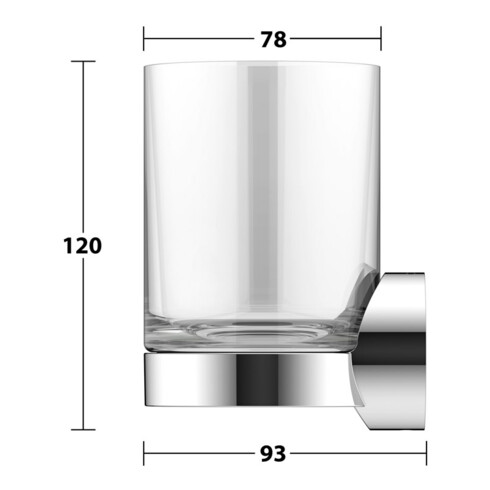 Keuco Glashalter REVA verchromt, mit Echtkristall-Glas