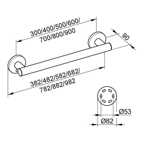 Keuco Haltegriff CARE PLAN 482 mm verchromt