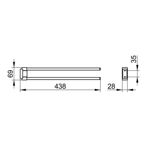 Keuco Handtuchhalter PLAN 2-teilig, schwenkbar 438 mm Ausladung verchromt